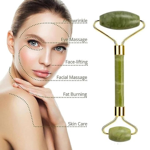 Himalayan Green Jade Roller & Gua Sha Set for Face and Neck