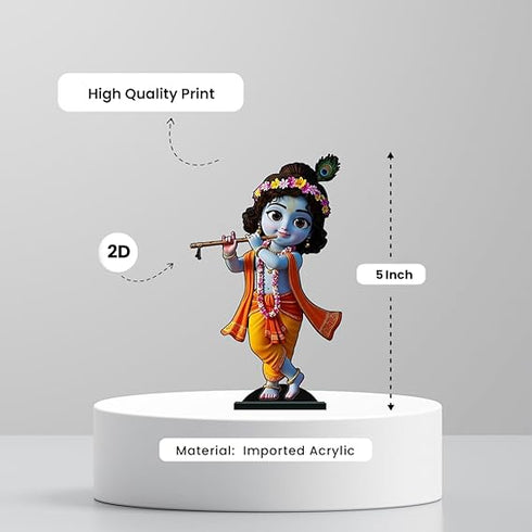 Lord Krishna 2D Miniature Acrylic Figurine – 5 Inch