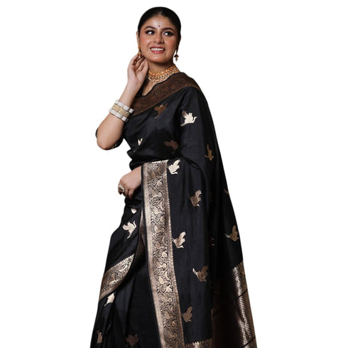 Vasthrlay Black Kanjivaram Saree