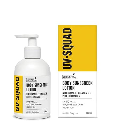 UV Squad Body Sunscreen Lotion SPF 50 PA++++ with Niacinamide, Vitamin C & Pro-Ceramides