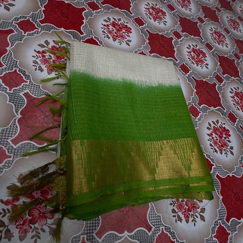 Vasthrlay Nr Handloom Bhagalpuri Running Green Orange