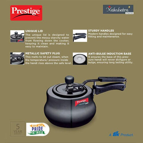 Prestige Nakshatra Plus Svachh Hard Anodised Aluminium Spillage Control Handi 2 L