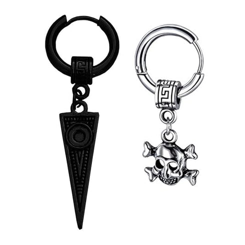 M Men Style Hollow-Out Triangle Rock Huggie Studs