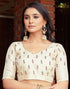 Vasthrlay Womens Printed Unstitched White Saree
