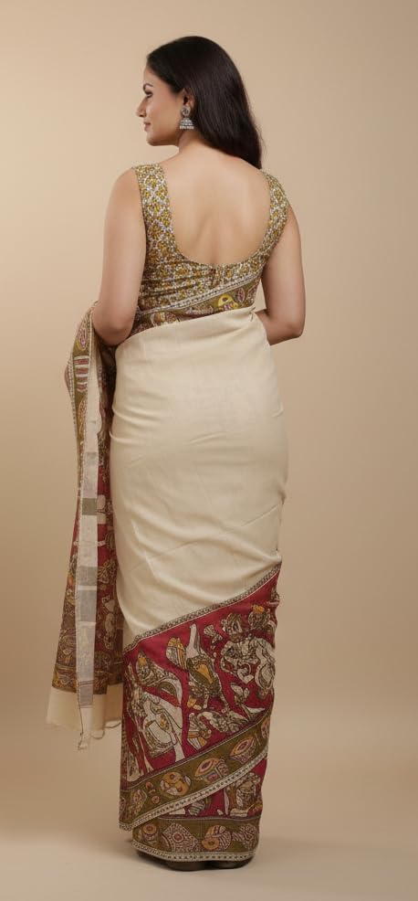 Vasthrlay Kalamkari Printed Cotton Linen Traditional