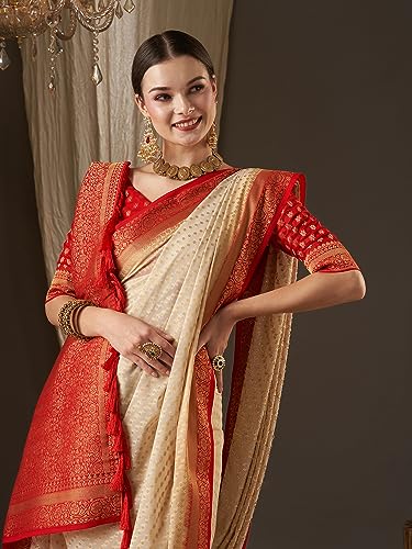 Vasthrlay Women'S Woven Design Ethnic Motif Georgette Kanjeevaram Saree With Unstiched Blouse Piece