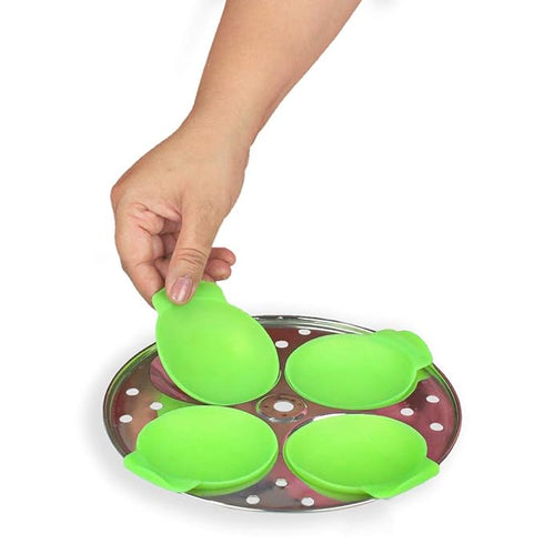 Silicone Idli Liners Original 8 Pcs, Green