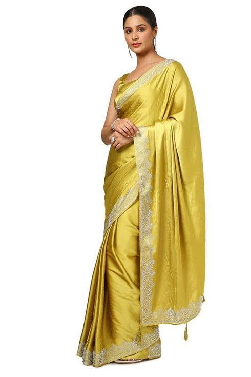 Vasthrlay Black Satin Saree