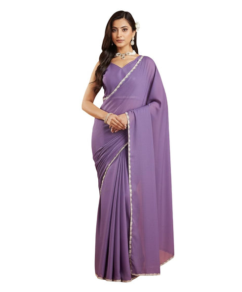 Vasthrlay Pink Border Unstitched Saree