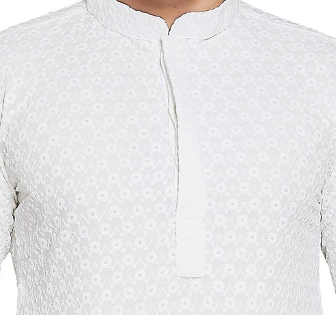 Vasthrlay Men's Sequince Embroidered Cotton Blend Only Slim Fit Kurta