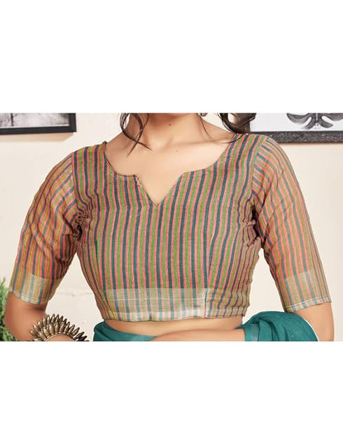 Vasthrlay Printed Pleated Unstitched White Saree