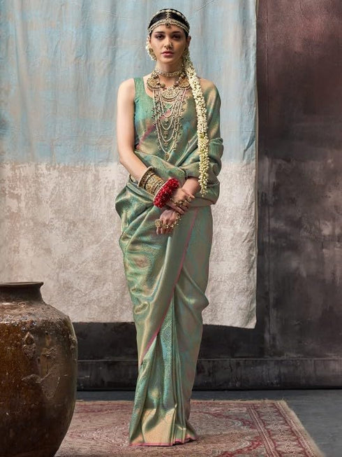 Vasthrlay Kanjivaram Unstitched Occasions Luxurious Saree