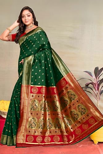Vasthrlay Kanjivaram Chand Paithani Rama Pink Saree With Blouse Piece