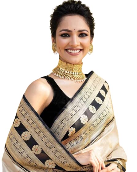 Vasthrlay Cream Kanjivaram Saree
