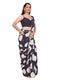 Vasthrlay Women'S Navy Blue And White Faux Georgette Abstract Print Ready To Wear Saree