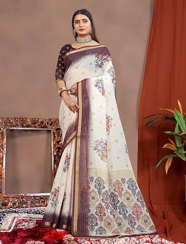 Vasthrlay Women's Cotton Kalamkari Wedding Saree With Blouse Piece