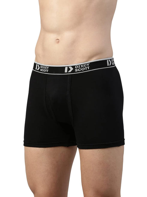 Dixcy Scott Cross Trunk | Long Leg Trunks for Men | 100% Combed Cotton | Soft, Sweat-Absorbent Waistband | C-Open Front Men's Underwear | Self-Hem Leg Grip Innerwear for Man | Pack of 1