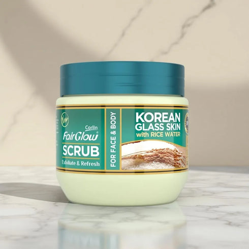 Corlin FairGlow Korean Glass Skin Face Scrub with Rice Water