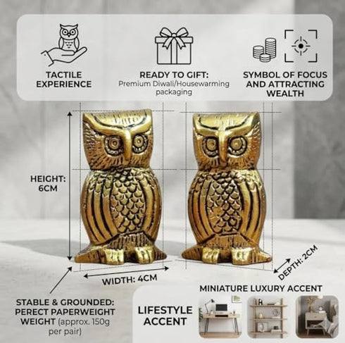 Oxidised Metal Miniature Owl Pair for Home Decor