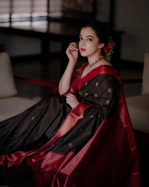 Vasthrlay Black Kanjivaram Wedding Saree