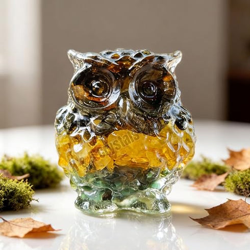Money Magnet Crystal Owl for Wealth Prosperity & Good Luck | Feng Shui Crystal Owl Statue for Home Decor