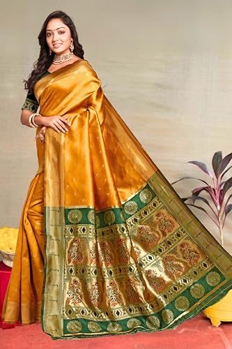 Vasthrlay Kanjivaram Chand Paithani Rama Pink Saree With Blouse Piece