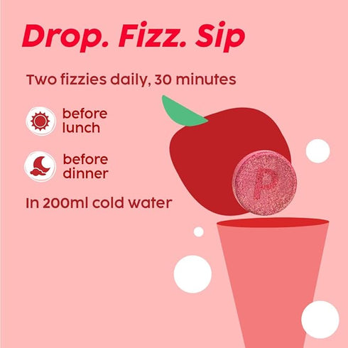 Plix Probiotic + Apple Cider Vinegar Effervescent TabletApple 15 Effervescent Tablet Each