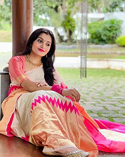 Vasthrlay Banarasi And Kanjivaram Soft Pink Saree Silk Black Traditional Saree With Rich Pallu & Weaving Border With Unstitched Jacquard Woven Blouse Piece Pink Saree