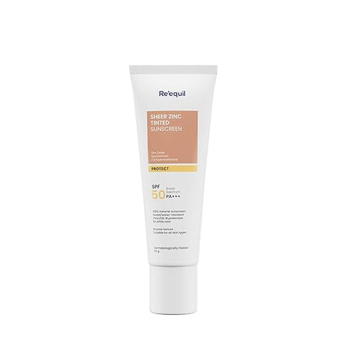 RE' EQUIL Sheer Zinc Tinted Sunscreen| 100% Mineral|Based Sunscreen UVA| UBV| & IR Protection