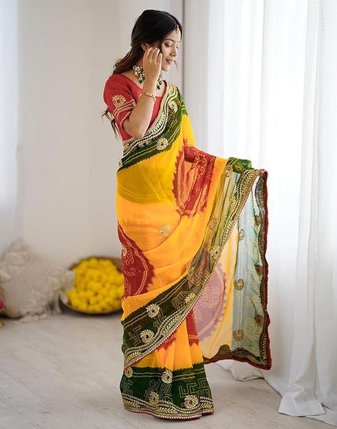 Vasthrlay Georgette Bandhani Embroidery