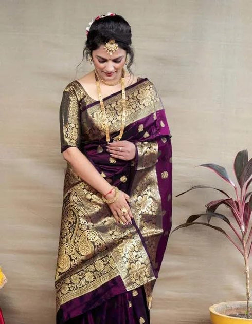 Vasthrlay Banarasi Unstitched Saree
