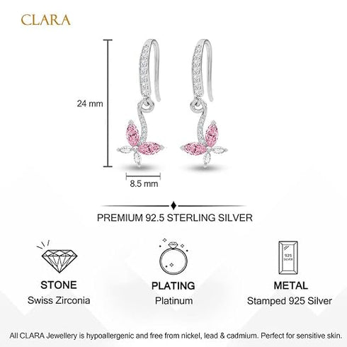 CLARA 925 Sterling Silver Drop Earrings Butterfly