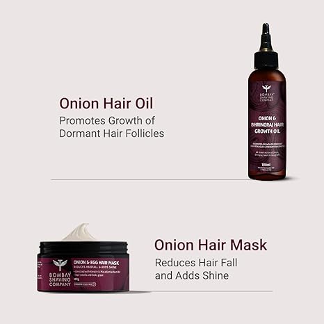 Bombay Shaving Company Onion & Egg Hair Mask, Onion & Bhringraj Hair Oil