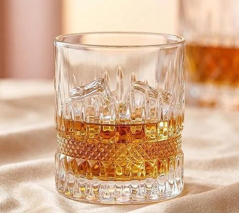 Crystal Whiskey Glasses Set of 6 - 300ml Old Fashioned Cocktail Tumblers