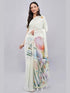 Vasthrlay Off White2 Floral Printed Gerogette Saree With Zari Pallu And Unstitched Blouse Piece