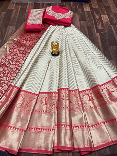 Vasthrlay Banarasi And Kanjivaram Silk Traditional Lehenga Half Saree With Unstitched Choli