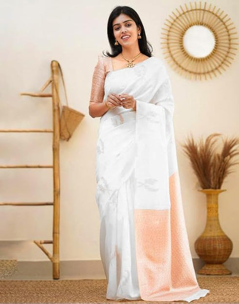 Vasthrlay Womens Jacquard Unstitched Lavender Saree