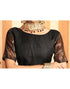 Vasthrlay Womens Jacquard Orange Saree With Black Unstitched Blouse Piece