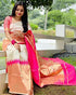 Vasthrlay Banarasi And Kanjivaram Soft Pink Saree Silk Black Traditional Saree With Rich Pallu & Weaving Border With Unstitched Jacquard Woven Blouse Piece Pink Saree