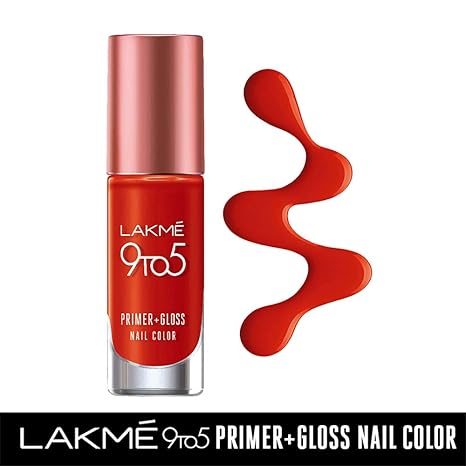 Lakme 9 To 5 Primer + Gloss Nail Colour | Cherry Red