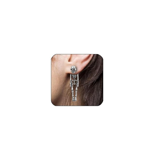 Punk Halloween Earrings for Women Spooky Skull Skeleton Dangle Earrings