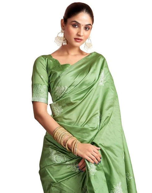 Vasthrlay Womens Kanjivaram Unstitched Dusty Pink Saree