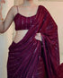 Vasthrlay Lavender Georgette Sequins Saree