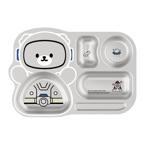 Stainless Steel Plate for Kids with 3 Compartments