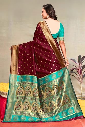 Vasthrlay Kanjivaram Chand Paithani Rama Pink Saree With Blouse Piece