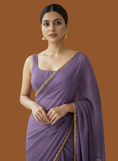Vasthrlay Orange Decorative Unstitched Saree