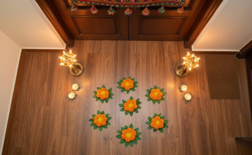 JH Gallery Handmade Artificial Flowers Rangoli Set - Home Decor| Festive Decor