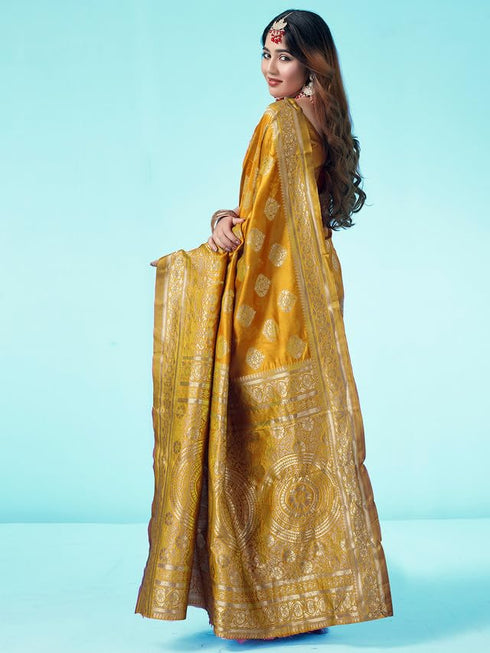 Vasthrlay Banarasi Jacquard Unstitched 3409s112n Turmeric