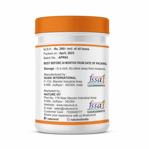 NatureVit Orange Flavour Isabgol Ayurvedic Psyllium Husk for Digestive Health
