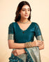 Vasthrlay Jacquard Kanjivaram Unstitched Light Green Saree